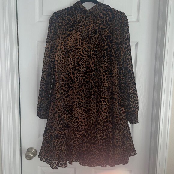 Tuckernuck Callahan Velvet Burnout Leopard Print Shirt Dress Size L NWT - Picture 5 of 7